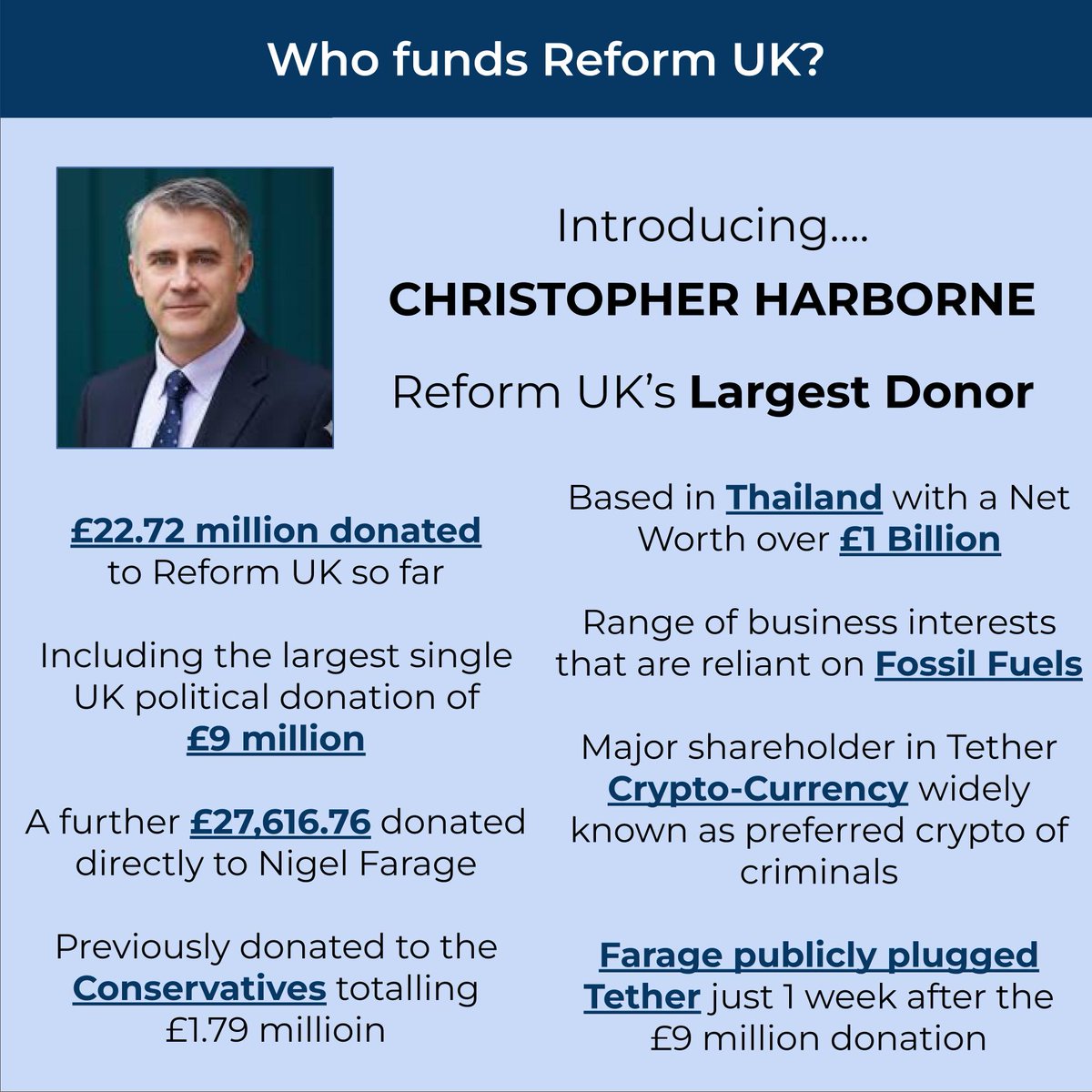 AxoAndy's tweet image. Have you ever wondered why Reform UK are soooo heavily in favour of Fossil Fuels and Crypto Currency?

This might explain it for you.....👇