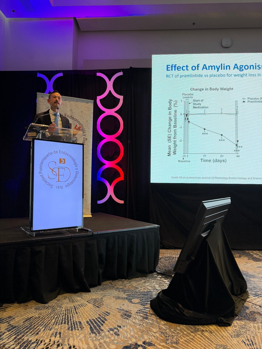 Apyg's tweet photo. ⁦@JaimeAlmandoz⁩ lecture on Amylin  Based Therapies for Obesity and T2Dm #SPEDpR https://t.co/3mOaGK2vsy