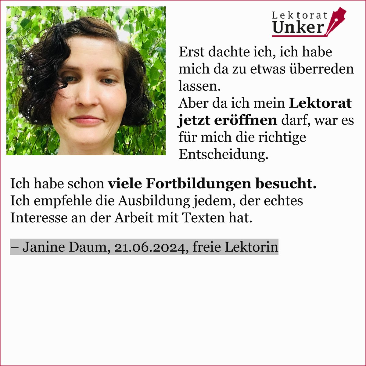 🥳 Glückwunsch an Janine Daum zum Abschluss der Grundausbildung und viel Spaß weiterhin als Lektorin!

#lektor #lektorwerden #lesen #ausbildung