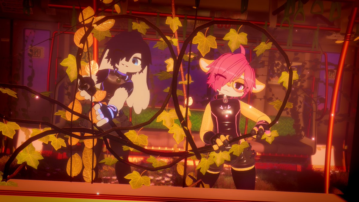 We met on a train

a collab with the silly <a href="/V2Granit/">GranitV</a>, they got their own angles too!

#furry #vrchat #vrchatphotography