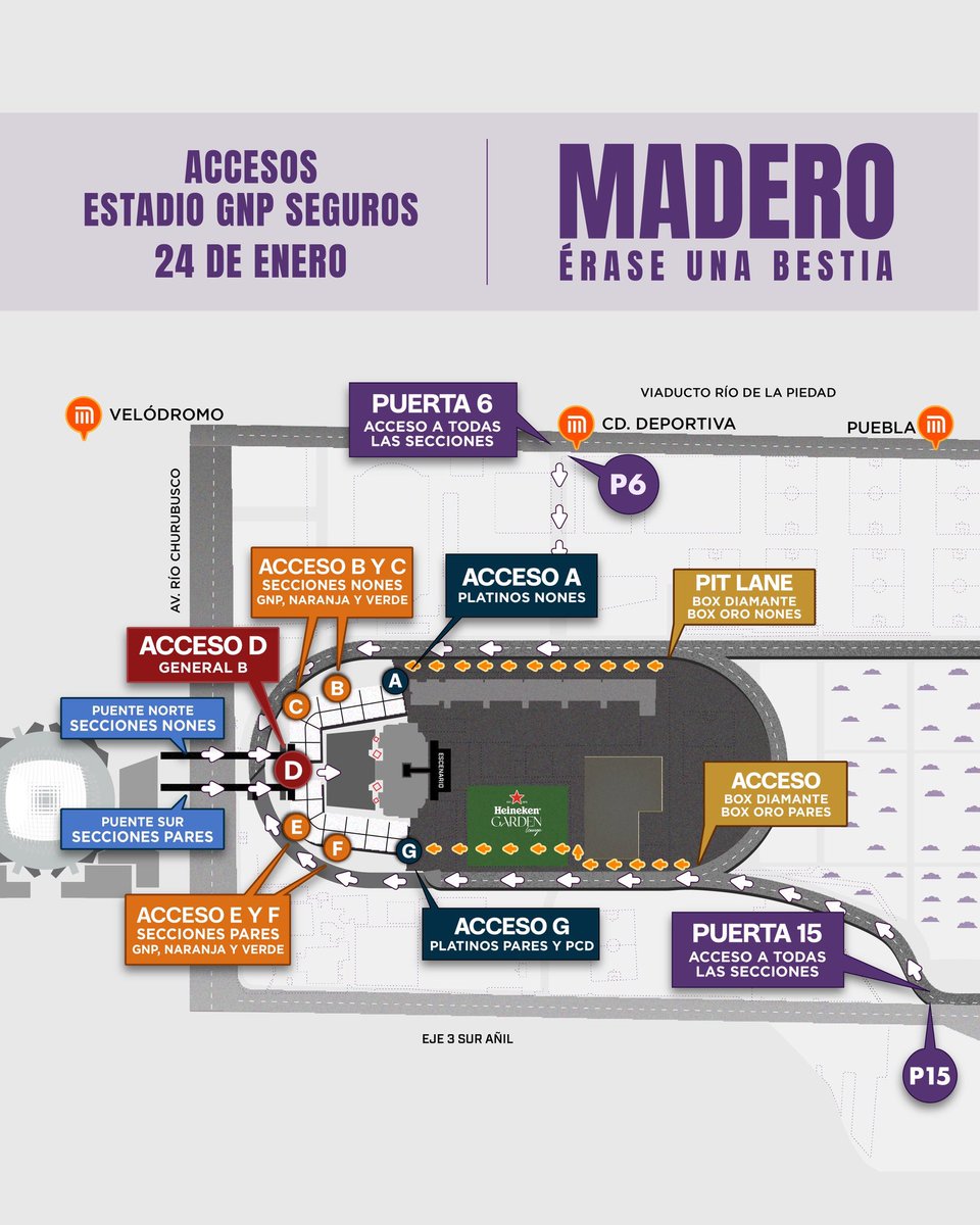 Horarios Oficiales + Museo + Mapa de Accesos + Rutas para: JOSÉ MADERO @ Estadio GNP Seguros; CDMX 🏟️ Sábado 24 de Enero del 2026 🗓️ México 🇲🇽 Érase una Bestia 🎸

#JoséMadero #Madero #Concert #Concierto #ÉraseUnaBestia #CDMX #México #Music #Música #Ailoviutl #Fest #PepeMadero