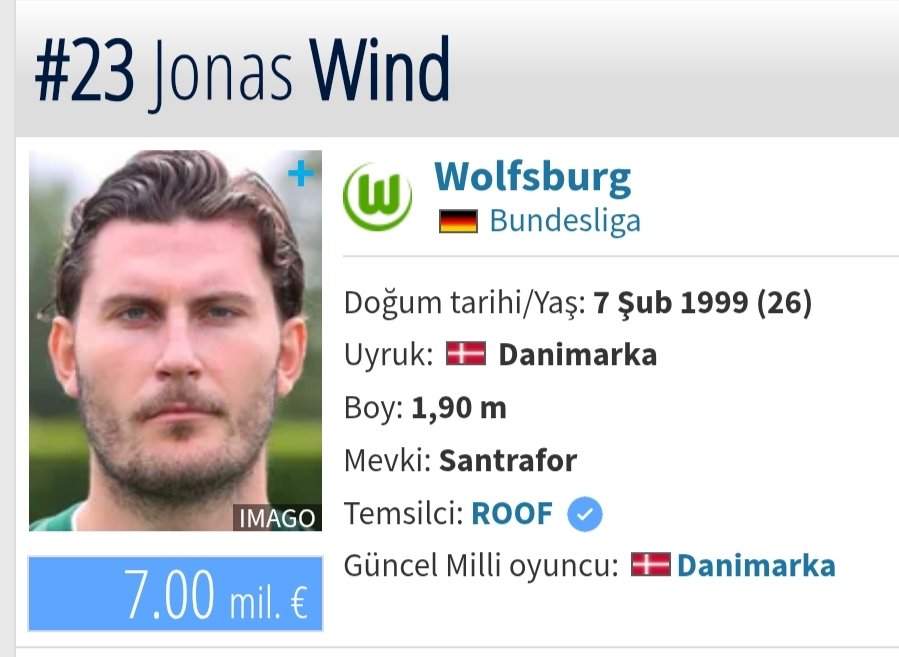 Wolfsburg tan Jonas Wind kiralık + zorunlu olmayan satınalma ile neden alınmaz. Tam bizim lig için uygun profil. 28 Şubat sakatlık domusu eğer sakatliginda problem yoksa kaçırmamak lazım <a href="/SerdalAdali_x/">Serdal Adalı</a> Beşiktaş
