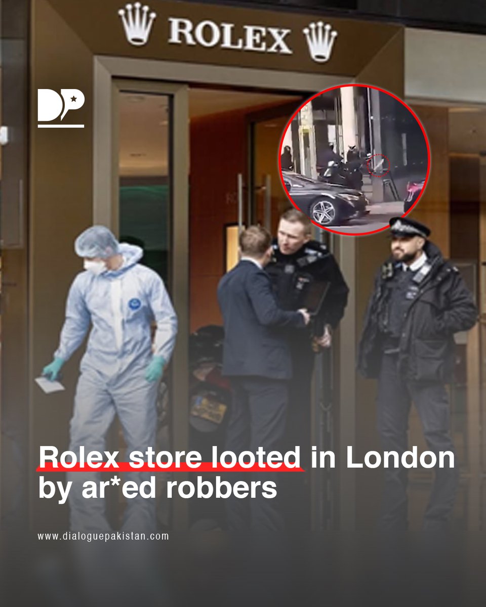 DialoguePak's tweet image. Police are searching for a group of ar*ed robbers who forced their way into a luxury watch store in central London and stole a number of high-value timepieces.

dialoguepakistan.com/en/world/rolex…

#DialoguePakistan #Police #Searching #Robbers #LUxury #Store #Rolex