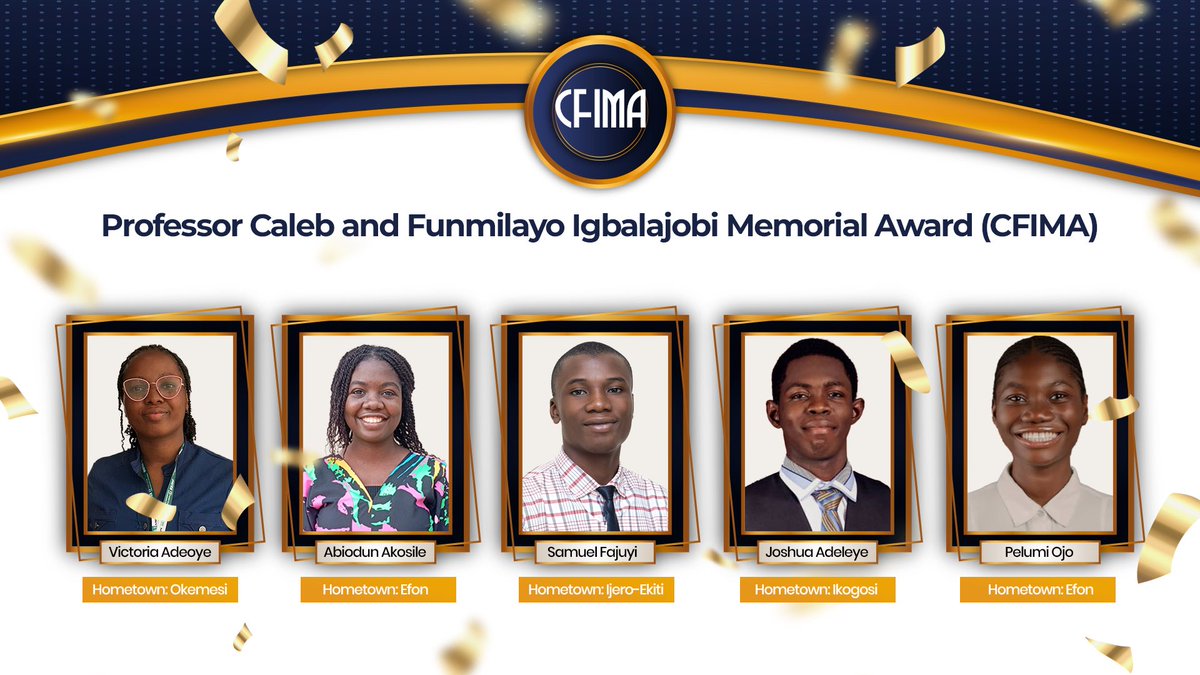 olumuyiwaayo's tweet image. 🎉 Happy to Announce the First Recipients of the CFIMA Award! 🎉

We are thrilled to recognize the outstanding young graduates from Ijero, Efon, and Ekiti West who exemplify academic excellence, leadership, and a spirit of service in their communities.

Each recipient will…