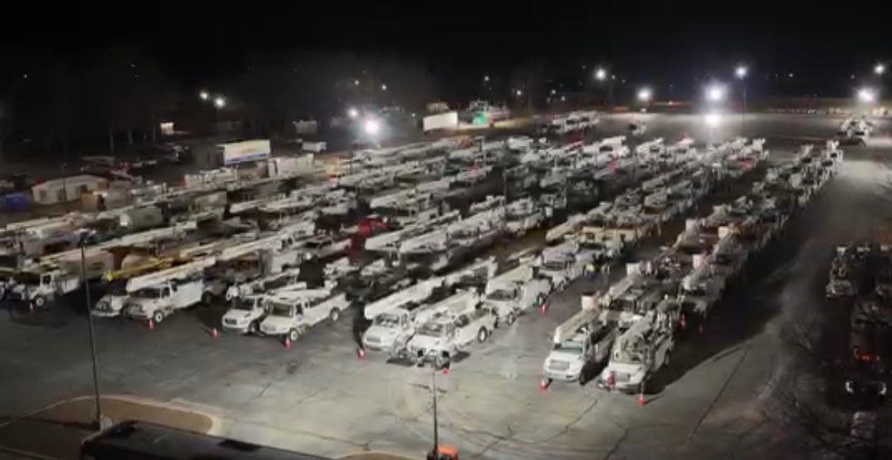 DukeEnergySC's tweet photo. Thanks to our friends in Anderson County for their continued support of Duke Energy storm response. The Civic Center has been a critical staging area for trucks, equipment and personnel for many storms over the years, and #Fern is no different. And thanks for sharing the cool drone video!

@ACSCGov @trentacker 

VIDEO: https://t.co/ZwuWxDb6cK