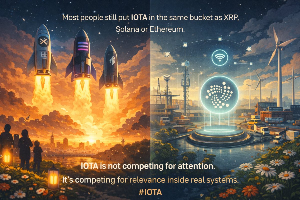 kingloui96's tweet image. Most people still put $IOTA in the same bucket as $XRP, $Solana or $Ethereum.

That’s the first mistake.

@IOTA is not competing for attention.
It’s competing for relevance inside real systems…