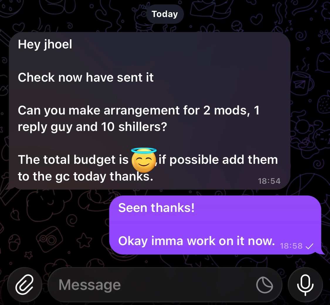 Hiring 🚨.

Two moderators, one reply guy, and 10 shillers needed.

Pay: $50 -$200 (depending on the role )

Interested?
Like,
RT this, 
Comment “done”.

Imma and you the link, first come first serve.