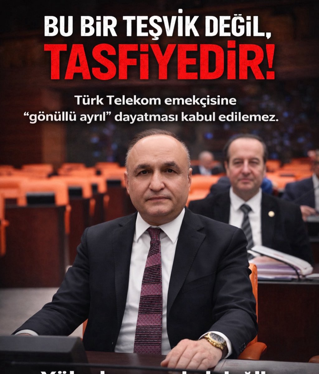 melih_meric's tweet photo. Türkiye genelinde yaklaşık 10 bin çalışanı bulunan Türk Telekom, 2026 yılı için gönderdiği bir yazıyla emekçilerine açıkça şunu söylüyor: “Gönüllü ayrılın.” Adı “teşvik” olan bu uygulama, gerçekte planlı bir tasfiyedir.

Yıllarını bu kuruma vermiş, sahada çalışan, altyapıyı ayakta tutan, arıza gideren, bakım yapan binlerce emekçi dolaylı biçimde “niteliksiz” ilan edilmektedir. Bu insanlar 18–20 yıl boyunca gençliğini bu ülkenin iletişim altyapısına vermiş, bugün 40–46 yaş aralığında, kira ödeyen, çocuğu okuyan, borçla yaşayan yurttaşlardır.

Şimdi kendilerine denilen şudur: “Sözleşmeni bitir, tazminatını al, gerisini düşünme.”

Bu bir teşvik değil, kurumsal dille söylenmiş bir “gidin” çağrısıdır.

Asıl amaç ise açıktır: Taşeronlaşmayı ve dış kaynak modelini genişletmek. Oysa bunun bedelini bu ülke daha önce defalarca ödemiştir. Yük olan emekçi değil, şişirilmiş yönetim anlayışıdır. #CHP