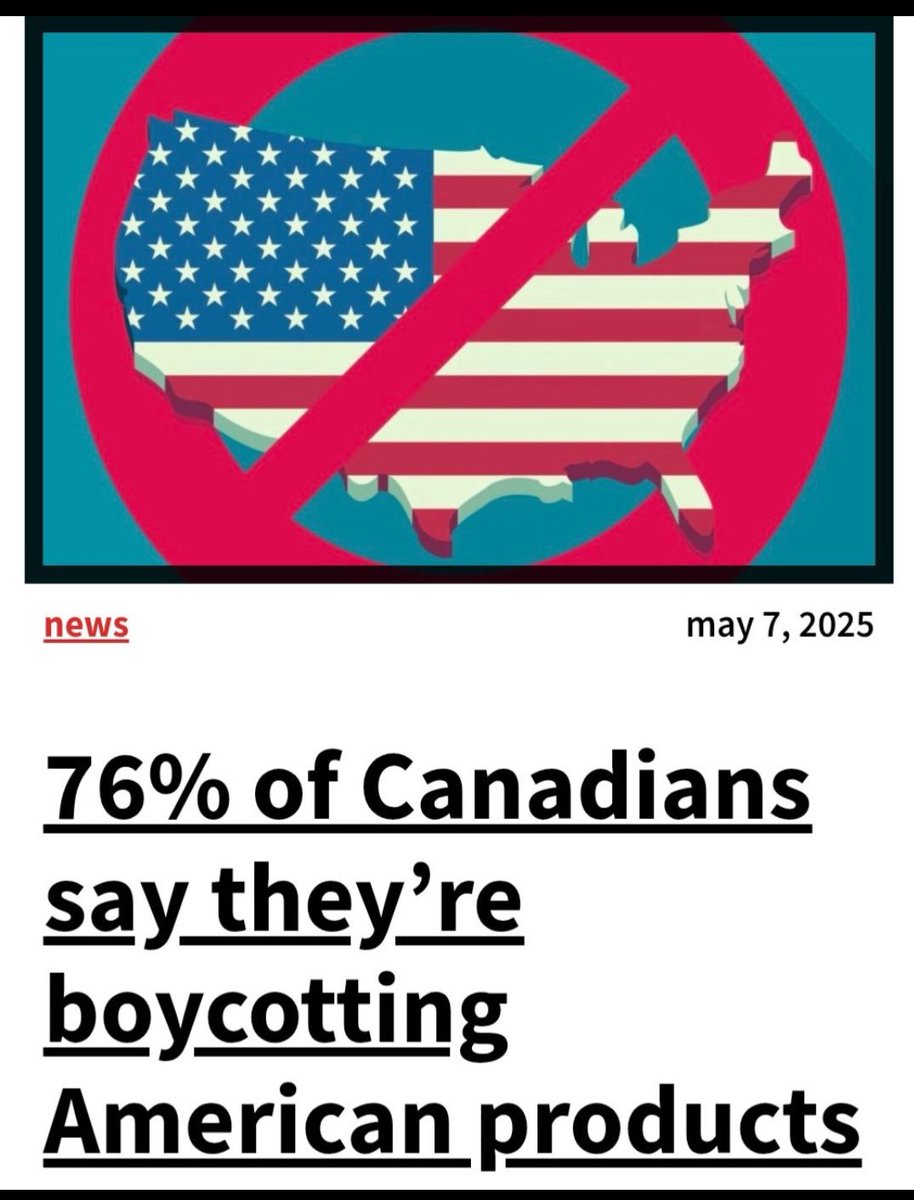 guyfelicella's tweet image. Trump threatens Canada with 100% tariffs, again.
So let’s answer with 100% resistance.
76% of Canadians are already boycotting.
Boycott American products.
Boycott American travel.
Boycott America.