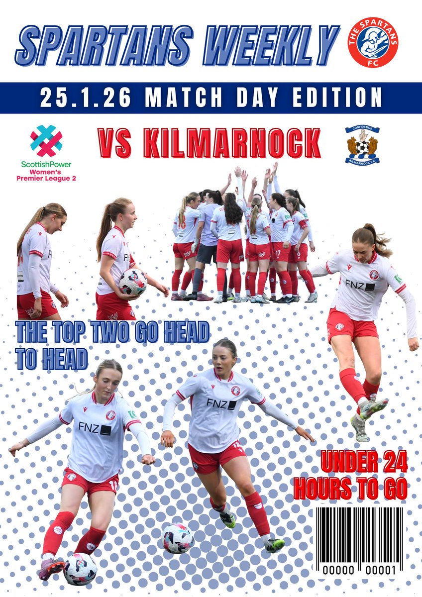 spartansfcwomen's tweet image. Spartans Weekly Edition 12🗞️💥

Under 24 hours until we’re on the road to face Kilmarnock for a top of the table clash⚔️🎯

#Spartans #SWFC #SWPL2 #DBDF