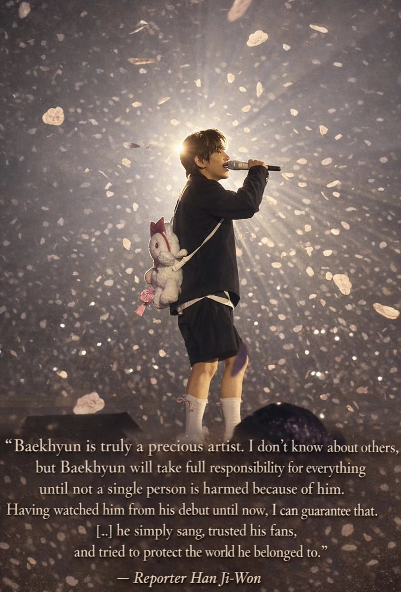 PopBaeks's tweet image. A Korean reporter shared a personal story that shaped his view of Baekhyun long before the controversies.

He recalls getting lost during a trip to China years ago, when a Chinese female student helped. When he attempted to thank her with money, she declined, shyly explaining…