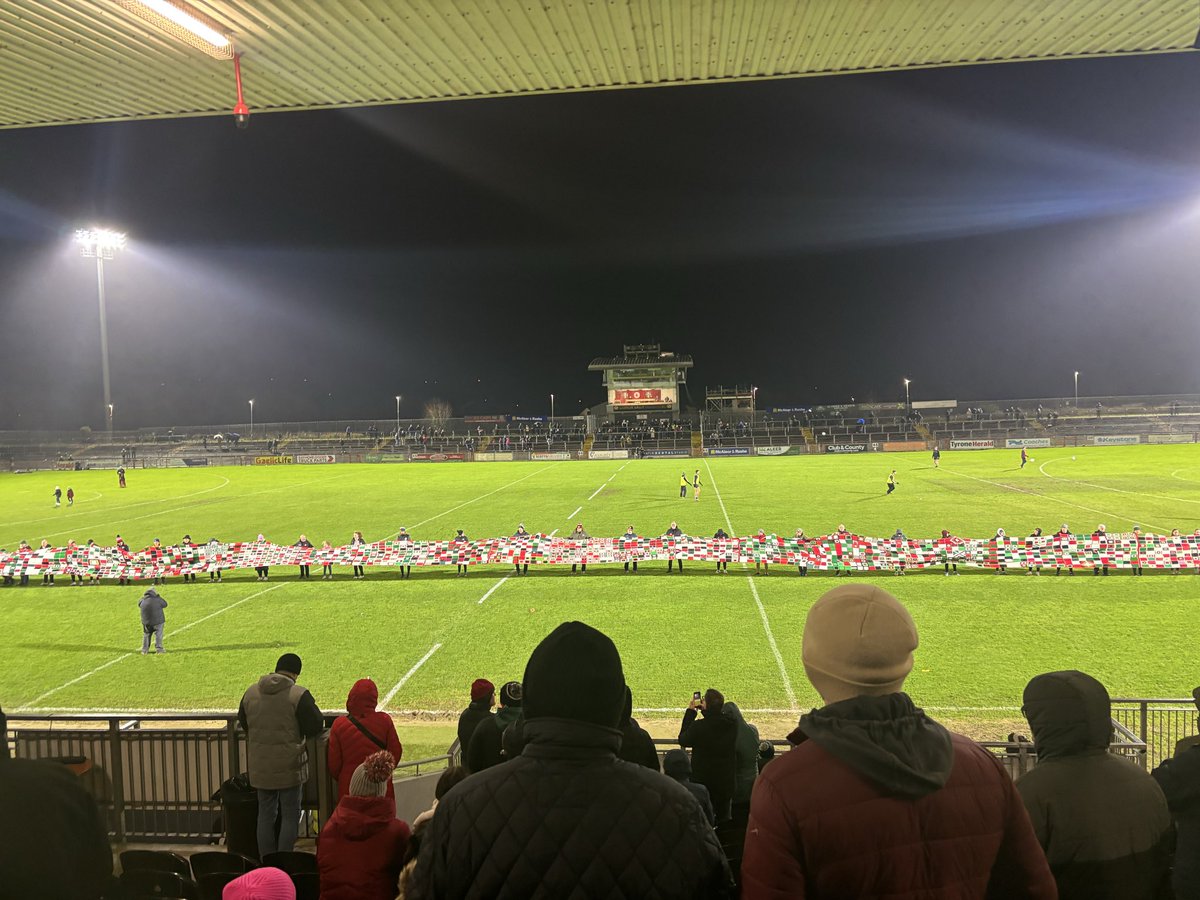 Protest at tonight’s game  in Omagh calling for the end of the #Allianz sponsorship .  

Two Allianz pitchside signs which were behind the goals during the first half have been removed.