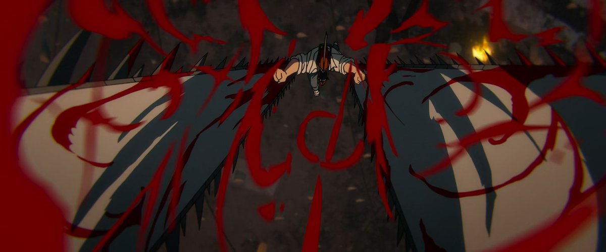 MakishimaSh0ug0's tweet image. Cuando la peli tiene tanto detalle que hasta ponen una explosión con forma de Pochita