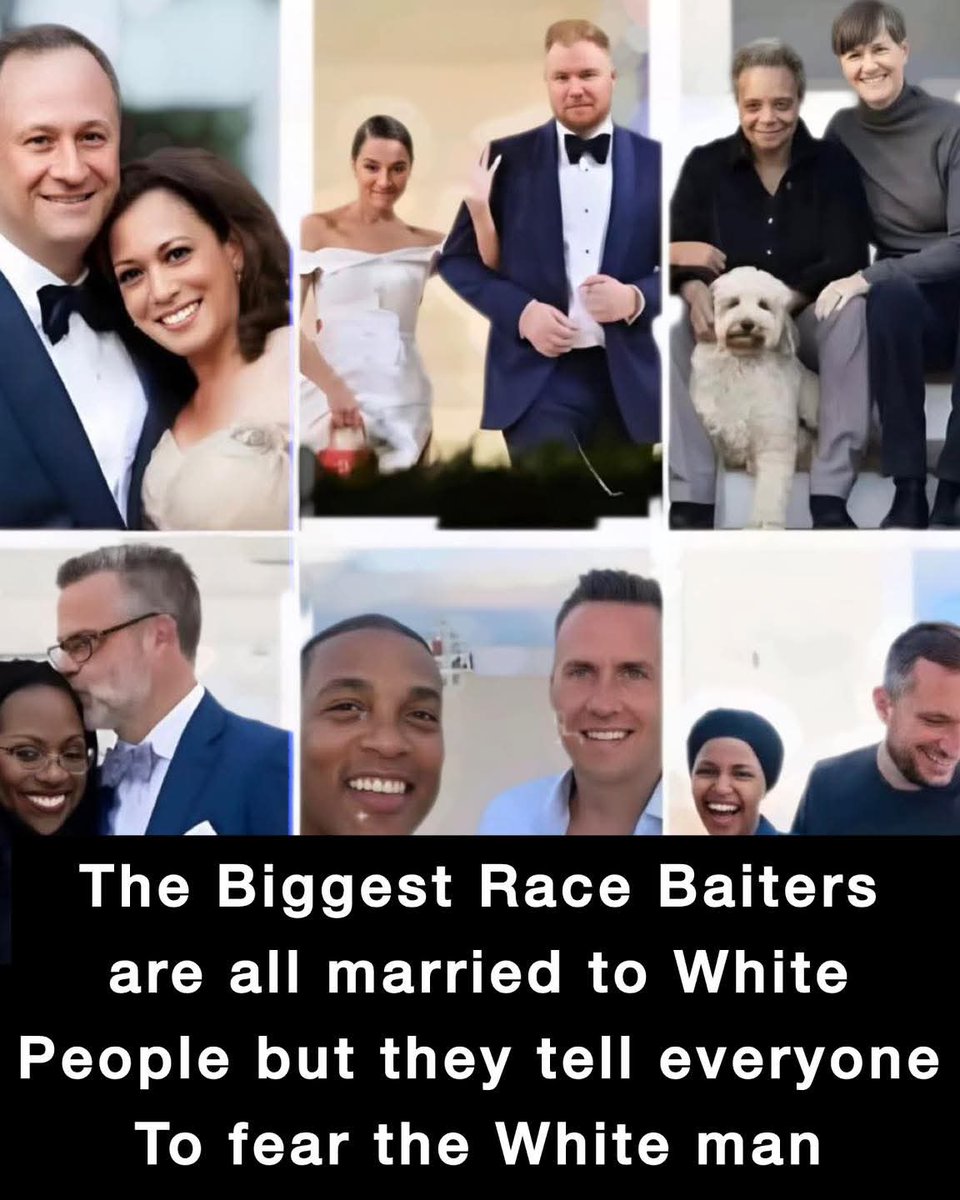 danog5671's tweet photo. @shellshockkk Look at all these Liberal women of color and one gay guy. They all race bait and hate on White Men and say White Men are the downfall of society....Yet they're all married,blowing or taking it in the backside by a White guy. So FUCK OF YOU RACE BAINTING TWATWAFFLE https://t.co/yq8rAkQglF