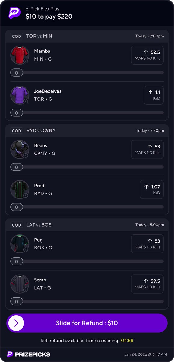 HayWayLineups's tweet image. CDL LINEUPS 

@PrizePicks 
#prizepicks #callofdutyleague #CDL #lineups #major1 #prizepickswinning #prizepickslocks