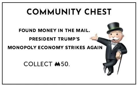 MarksGonePublic's tweet photo. President #Trump just mailed me $51 from an Amazon settlement.
Life really is a game of Monopoly sometimes. 
What is $51 usd 🇺🇸 like $100 Canadian 🇨🇦 :)
I made a community chest card for the next time we play the game as a family. lol 
#VituralReality  #FTC #PRIME #AMAZON https://t.co/SFrcK0wcMv