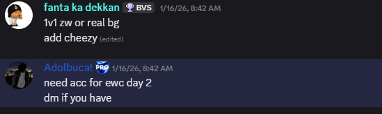 Queasykame44's tweet photo. @AdolbucaFN a known scammer in discord, in me open and priv. Asking people for accounts as a pro, scamming other people off their account. He has scammed fortnite accounts and especially around 25 + champs 3, master 1-2 and some con 3 accounts aswell. Get him banned asap. https://t.co/70whbCNLCw
