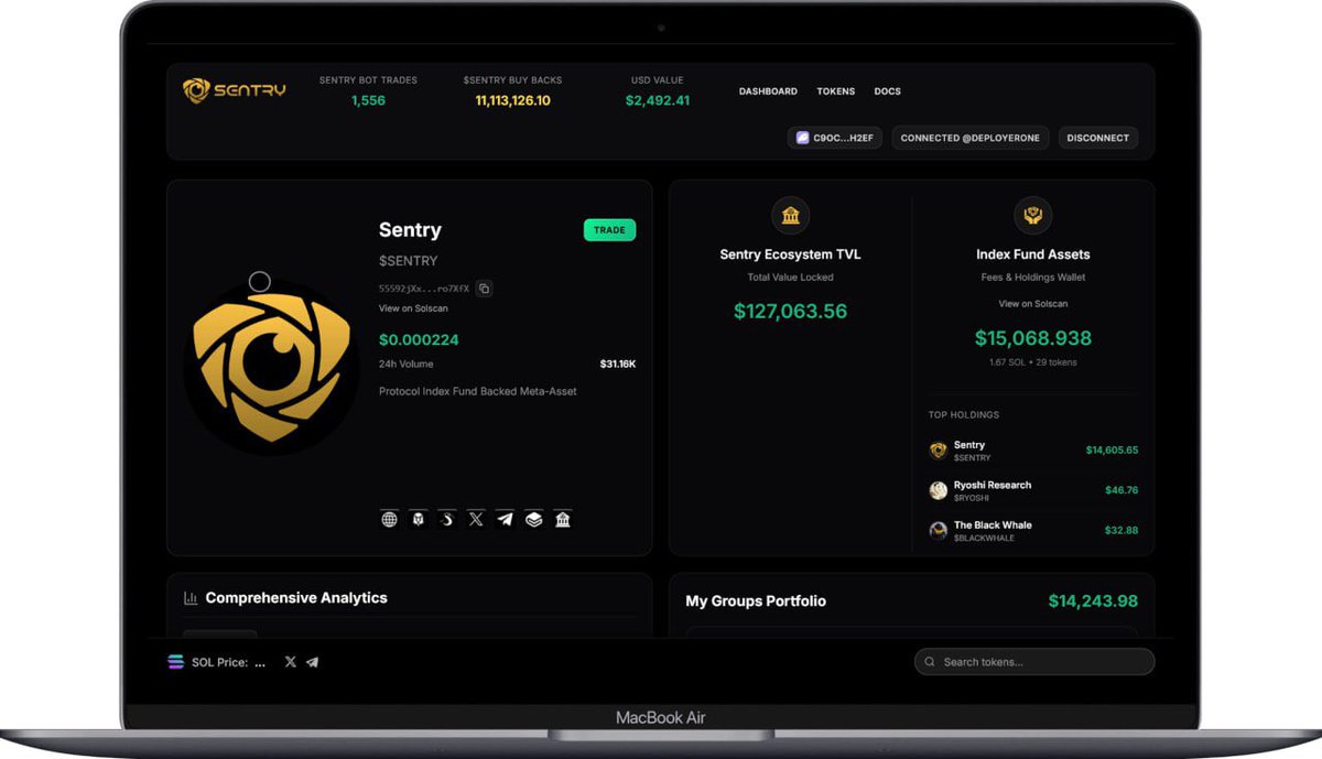 akidcalledmeta's tweet image. What if all of those alpha Telegram groups you are in could trade coins together, and could create their own trading funds? 

What if those groups could launch coins together? 

That’s what @sentrylauncher can do. 

Incredible tek by @cruelhandeth 

$SENTRY at sub $200k MC 👀
