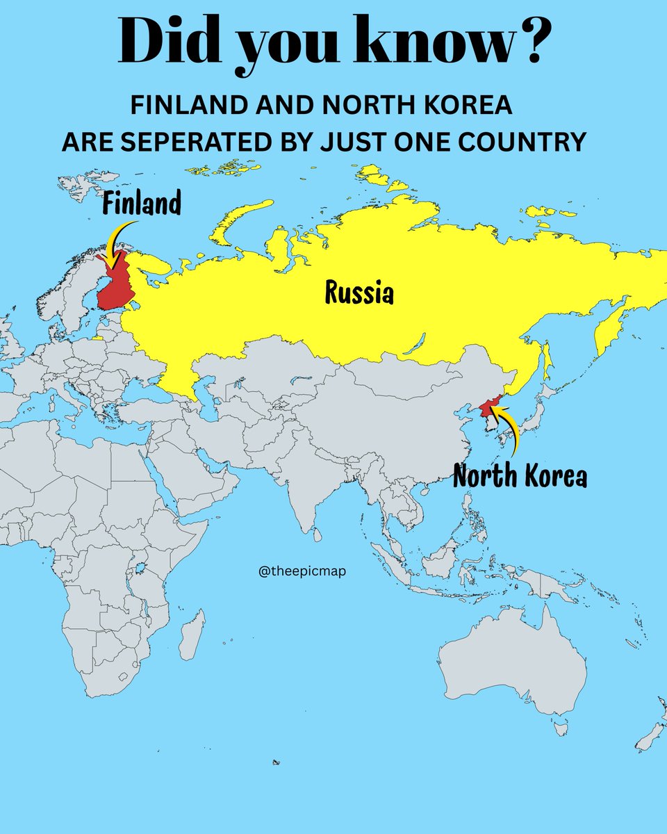 Facts: Finland and North Korea are separated by just one just one country