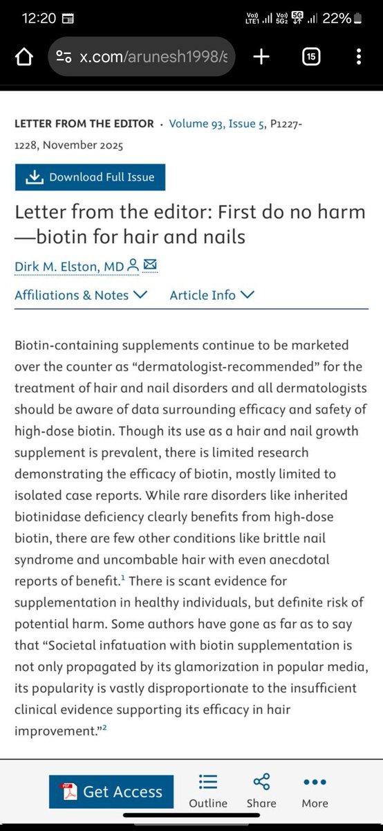 arunesh1998's tweet photo. Biotin supplementation does nothing for hair/skin/nails unless there is true deficiency.

Biotin deficiency is rare.

Don't fall for influencers and don't waste money. 

https://t.co/xoXAArlcxc

#dermatology #Hair  #hairloss  #influencer #DoctorX #india https://t.co/GIa2aigLf8