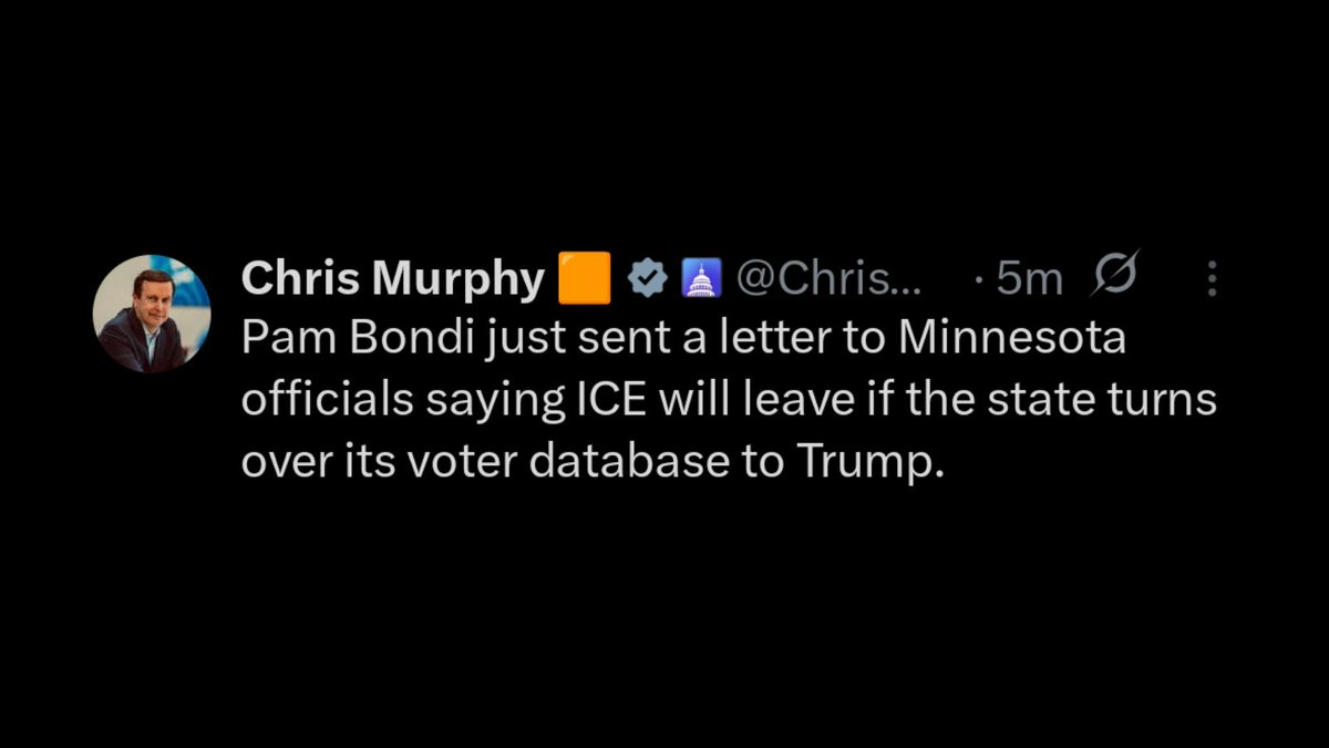 JoshEakle's tweet image. 🚨 Breaking from the US Senator for Connecticut. 👇

There you have it.

ICE has never been about immigration enforcement.

It's a weapon used to brutalize Americans and stoke enough fear so that Trump can rig the elections and usher in dictatorship.