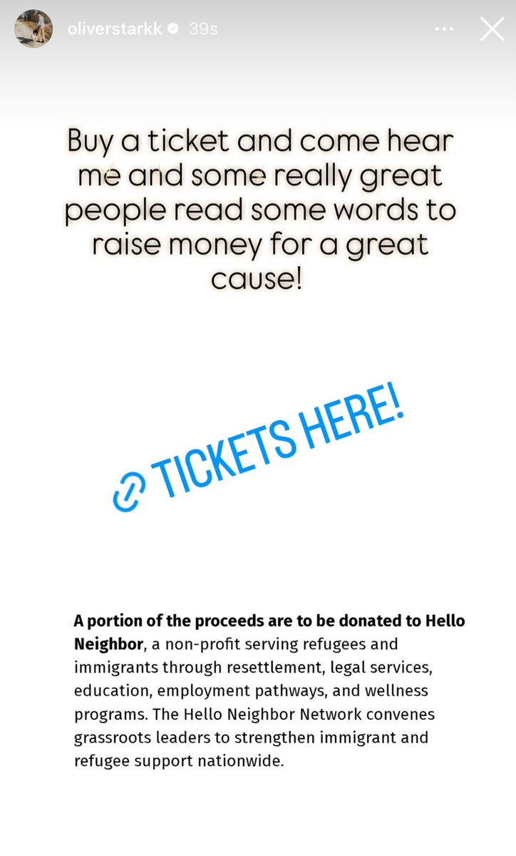 eviltimminear's tweet photo. Oliver Stark is participating in a charity reading of the Twilight Zone, with proceeds benefiting Hello Neighbor, a refugee and immigrant-serving nonprofit. I urge people to help as they can.

Tickets to the event: https://t.co/V1n4sa0l0l

To donate: https://t.co/msojeaIplC https://t.co/m8bd2tURuj