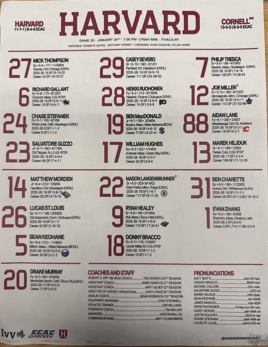 Lines for Harvard vs. Cornell. ⬇️