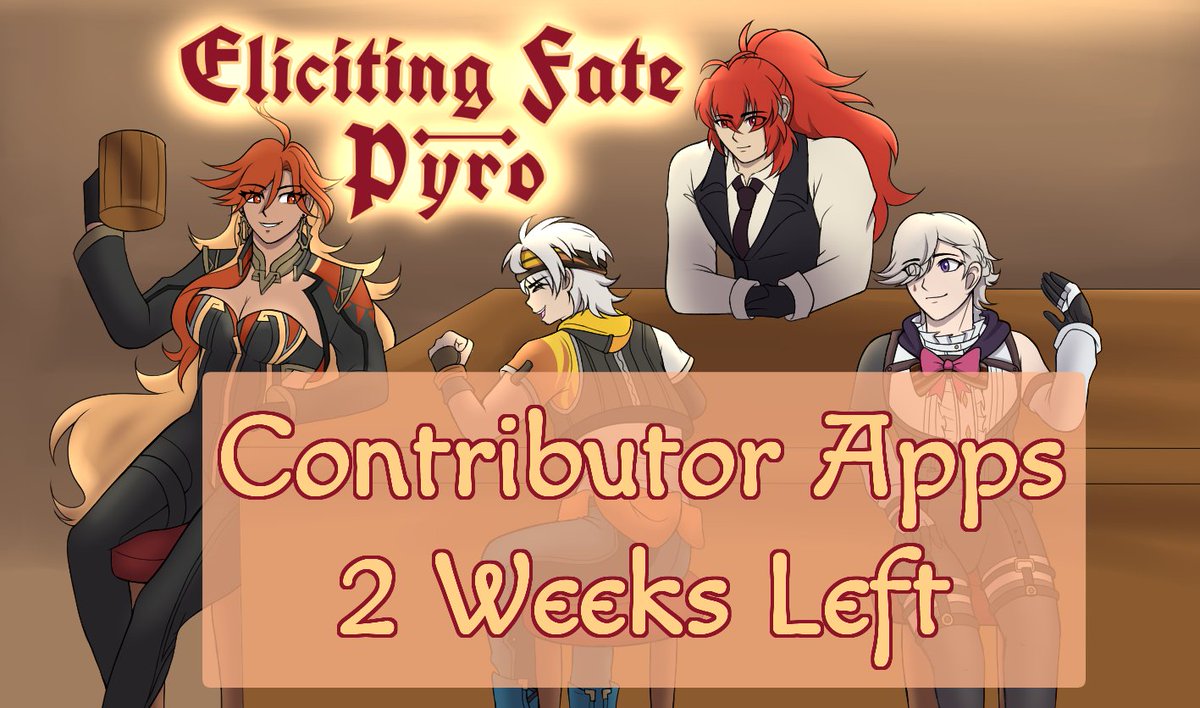 elicitingfate's tweet photo. Contributor apps close in 2 WEEKS on February 7th!

We're especially looking for more writers!

Artist App: https://t.co/ssPX4Rwlz2
Writer App: https://t.co/cFCLZ8wy81 https://t.co/HGiCBEVP13