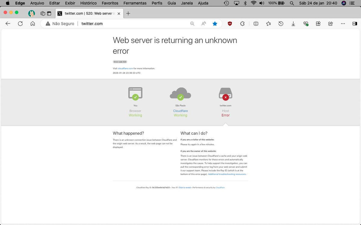 Dede ontem o X está parando de responder por Twitter?