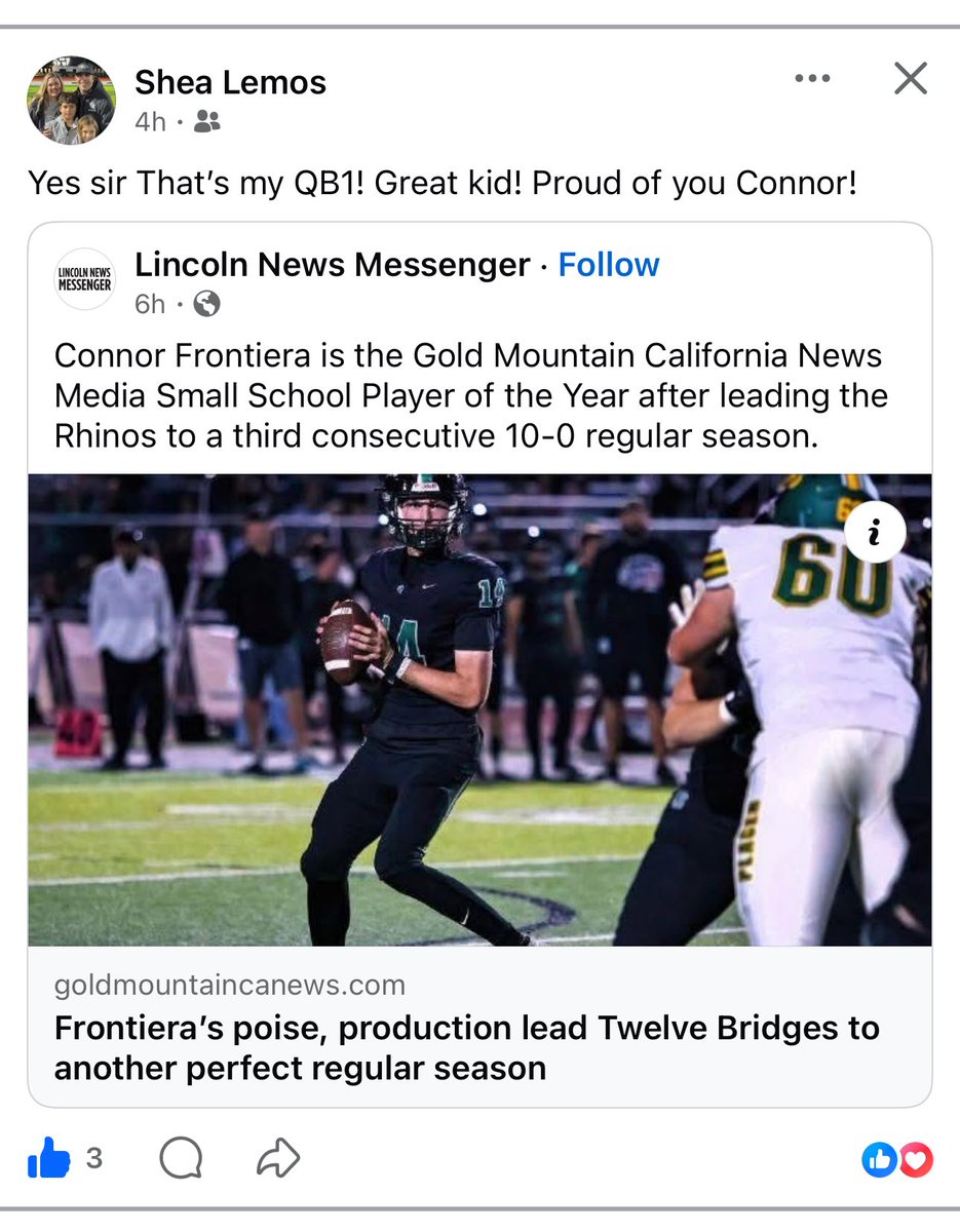 ConnorFrontiera's tweet image. Thank you for the recognition! Gold Mountain California News Media Small School Player of the Year! 
@UCDfootball @Passing_Academy
@12BFootball @CJacksonWCP
@Passing_Academy @BrandonHuffman
@CoachDez_NCSA
@WCPSacramento
@SacMaxPreps
@pgregorian
@CoachHogge72…