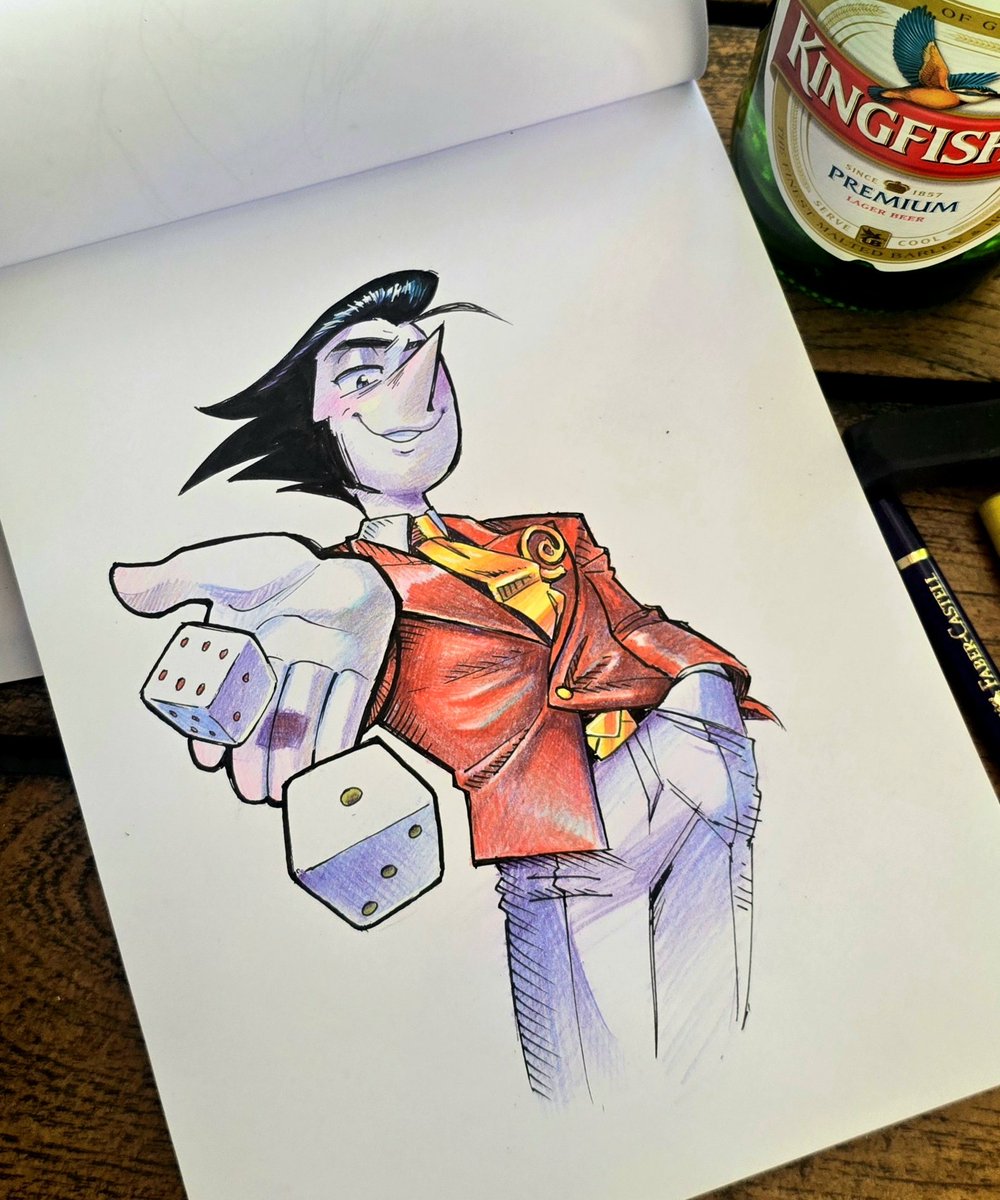 OwlGams's tweet image. Pretty little Big Shot Spamton I drew while out yesterday