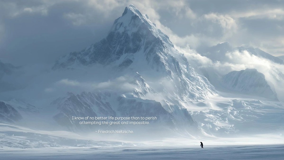 aliyildizdotdev's tweet image. I know of no better life purpose than to perish attempting the great and impossible. - Friedrich Nietzsche #Penguin #Why_Not
