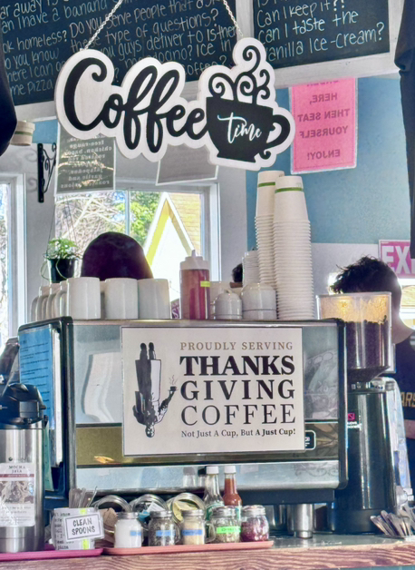 ajustcup's tweet photo. Frankie’s Pizza &amp; Ice Cream is now proudly serving Thanksgiving Coffee - drip and espresso. Cheers!￼ https://t.co/fQtdpst3OA