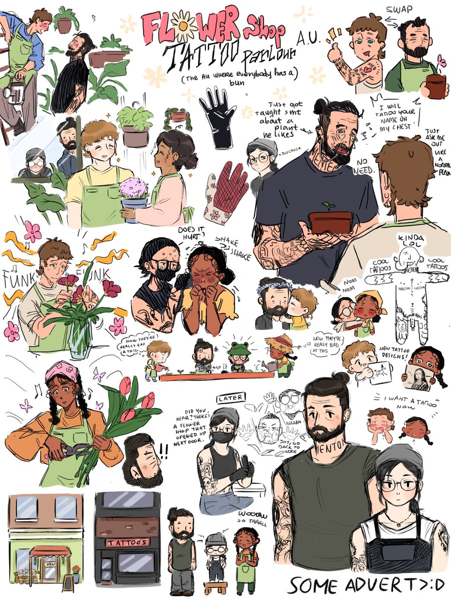 It’s that time again where you all get a <a href="/shroomeuphemism/">Shroomie the Euphie🔞</a> and Salmonblurb doodle collab~ FLOWERS SHOP/TATTOO PARLOUR AU!!! Pls enjoy ❤️
.
.
#thepitt #hucklerobby #jemma