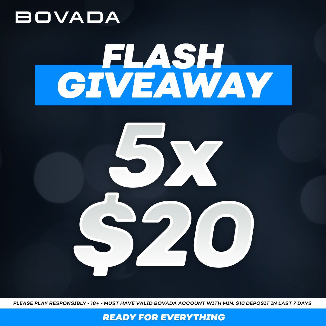 🚨 Flash Giveaway 🚨

We’ve got 5x$20 bonuses up for grabs!

- 🔁 + Follow <a href="/Bovada_Casino/">Bovada Casino</a> 
- Drop a 🎰 in the comments

5 winners will be posted TODAY at 9PM EST! ⏳

Terms: bit.ly/3YpL9SK