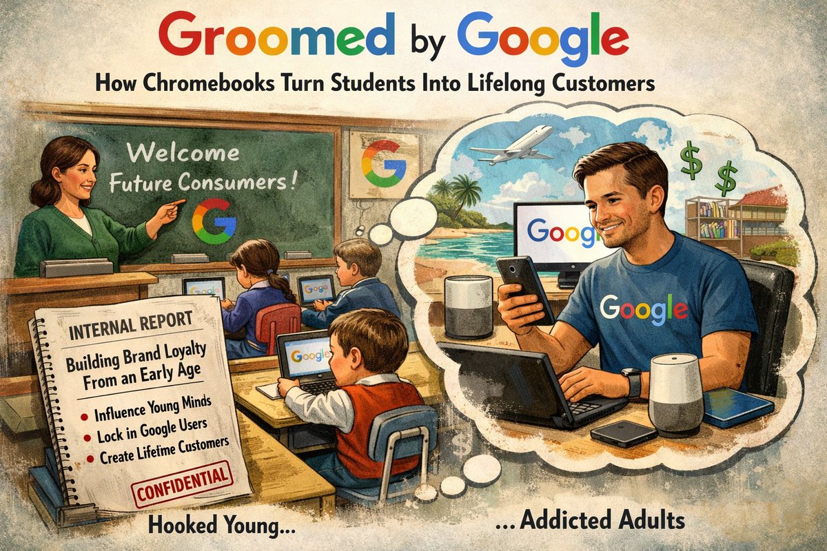 Pirat_Nation's tweet image. A Google internal document reveals that Chromebooks train children in schools to turn them into loyal customers

Internal Google documents, revealed in a recent child safety lawsuit, show the company viewed Chromebooks and its education tools as a way to onboard kids early…