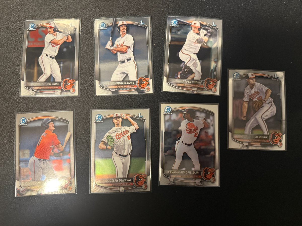 Bowman Draft 2025 O's sets for sale

All Refractors and Inserts - $30 (3)

All Chrome and Inserts - $19 (3)

All Chrome - $9 (11)

Free PWE, $4 BMWT