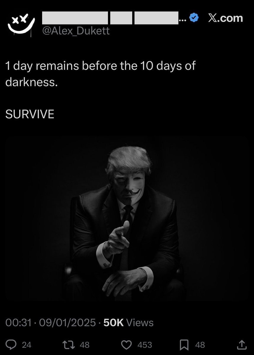 DuvenAlpaslan's tweet photo. 2017: 10 Days of Darkness

2018: 10 Days of Darkness

2019: 10 Days of Darkness

2020: 10 Days of Darkness

2023: 10 Days of Darkness

2024: 10 Days of Darkness

2025: 10 Days of Darkness

2026: 10 Days of Darkness

#10DaysofDarkness 
#DaysofDarkness
#Darkness https://t.co/3T1F9gNohJ