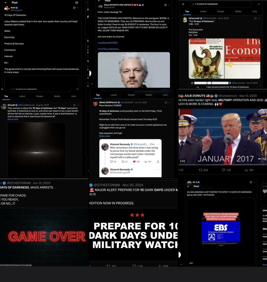 DuvenAlpaslan's tweet photo. 2017: 10 Days of Darkness

2018: 10 Days of Darkness

2019: 10 Days of Darkness

2020: 10 Days of Darkness

2023: 10 Days of Darkness

2024: 10 Days of Darkness

2025: 10 Days of Darkness

2026: 10 Days of Darkness

#10DaysofDarkness 
#DaysofDarkness
#Darkness https://t.co/3T1F9gNohJ