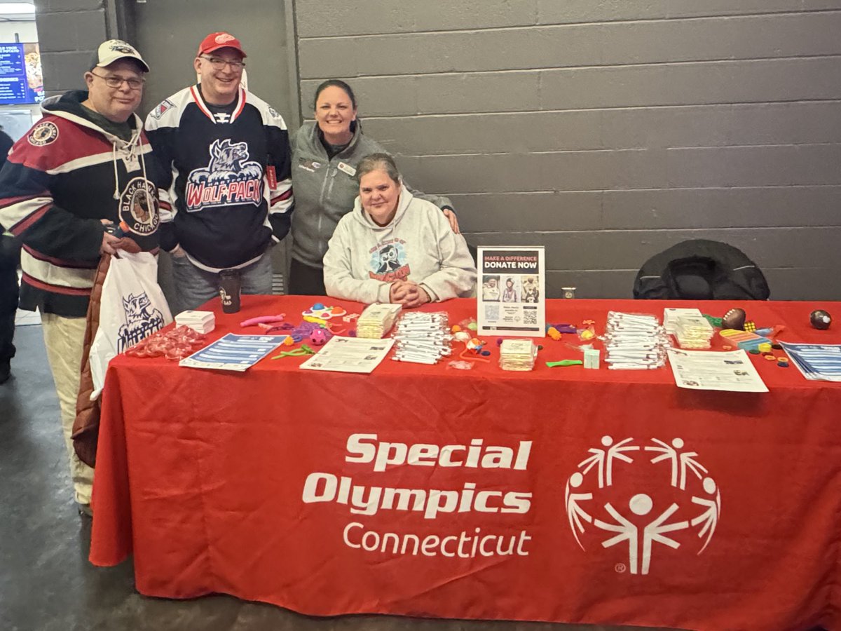 SOCTconnecticut's tweet photo. Hey Wolf Pack fans! Stop by our info table at section 106 & meet our @SOCTconnecticut Global Messenger Robin to learn about our upcoming Winter Games, Penguin Plunges & more!
Thank you @HWPHockey for having us!
#SOCT #SOCTGames #PenguinPlungeSOCT #Wolfpack #GlowNight https://t.co/sb8FqBJZVl