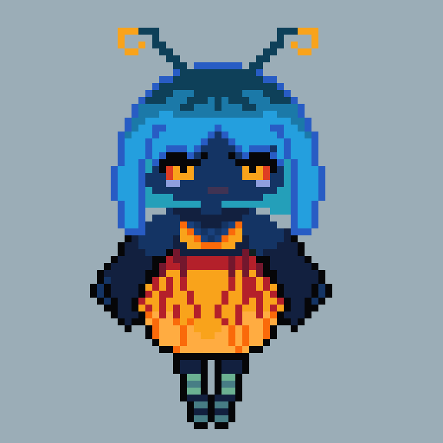 Azul the tarantula hawk  #pixelart i like having her wings be her dress.