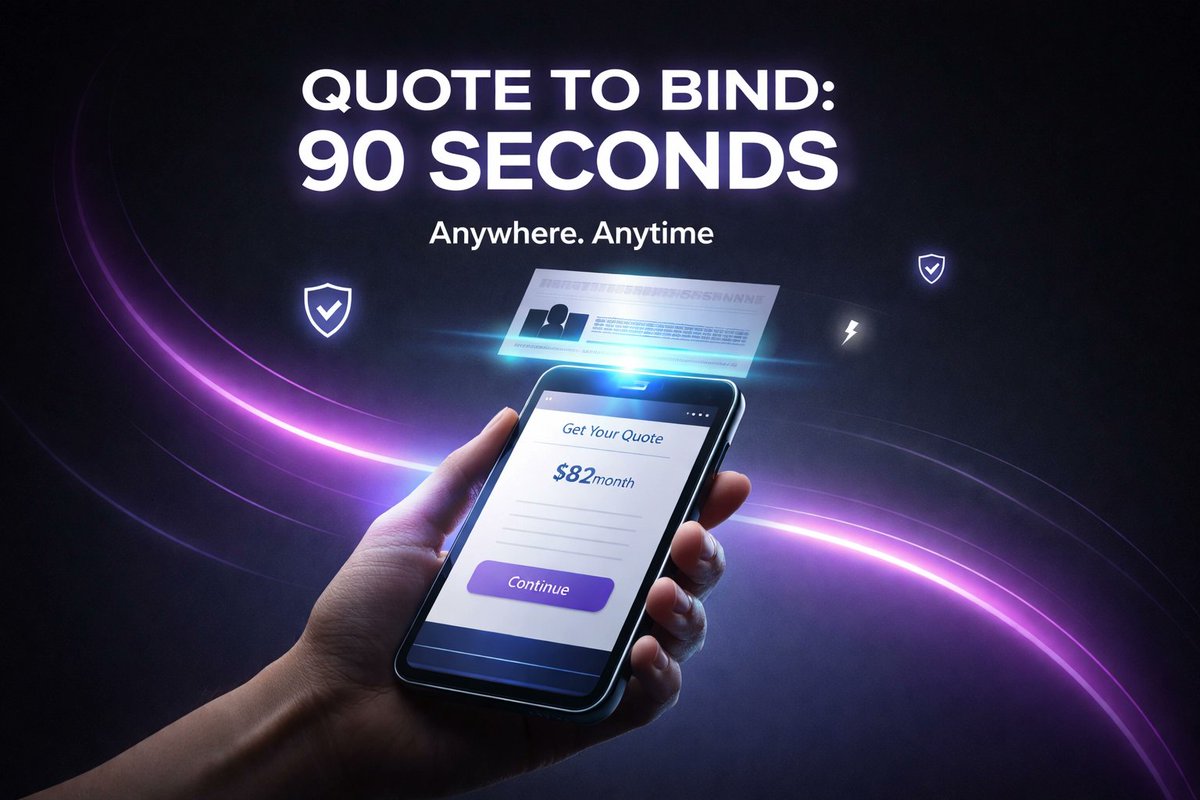insurescan's tweet image. Agent life in 2026 = no desk required.

Scan an ID, quote, and bind in 90 seconds: from the coffee shop, the dealership, or the client’s driveway.

That’s the mobile-first workflow independent agents deserve. 

#InsurTech #InsuranceAgents #MGA