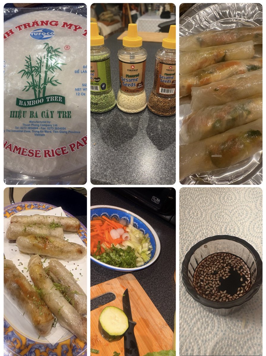 mtully21's tweet image. #DoNotJudgeMe
Tonight I tried to make #VietnameseRiceRolls 
Patriotic use of sesame seeds to my credit,thank goodness I’ve all my own teeth as you’d kinda need chainsaw to chew them(cooked in air fryer might not be best idea)
Still an’ all,there’s none left.
⁦@chadpbyrne⁩