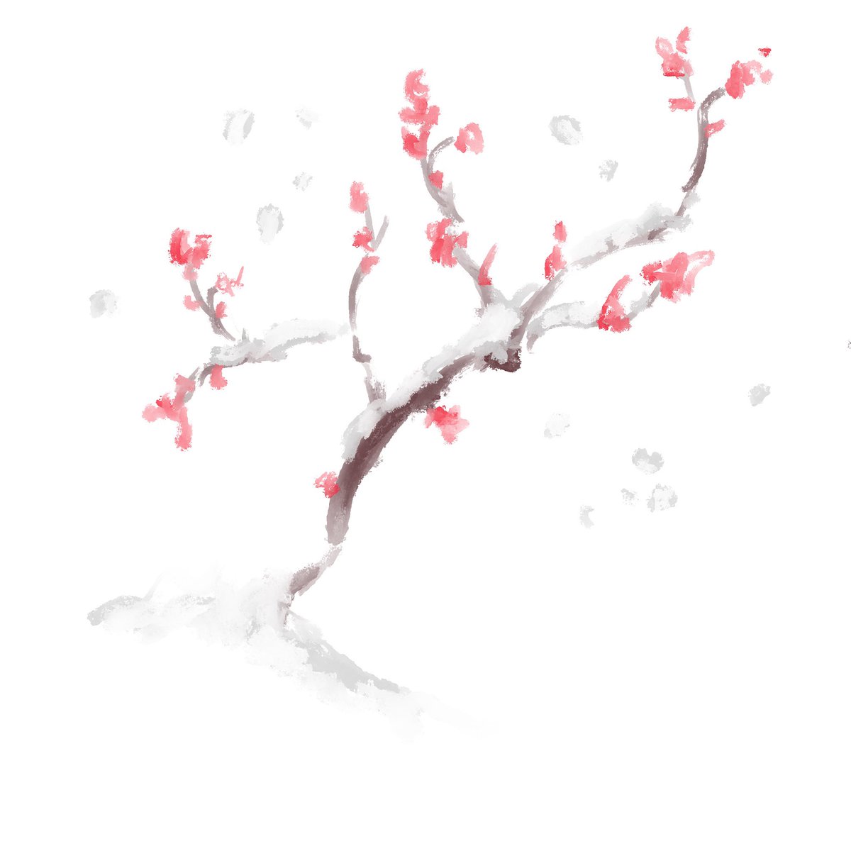 「眠れない夜に、グランジ系の筆であそんでいた。枝のつき方と花の生えてる位置っぽいの」|おまめ丸のイラスト