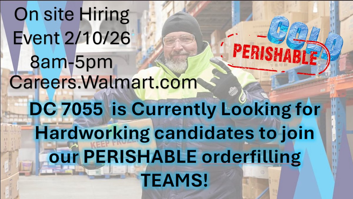 On site Hiring event 2/10/26 8AM-5PM
intsignup.indeed.com/interview/b12f…  - RSVP NOW! Then APPLY on Careers.Walmart.COM! 😎