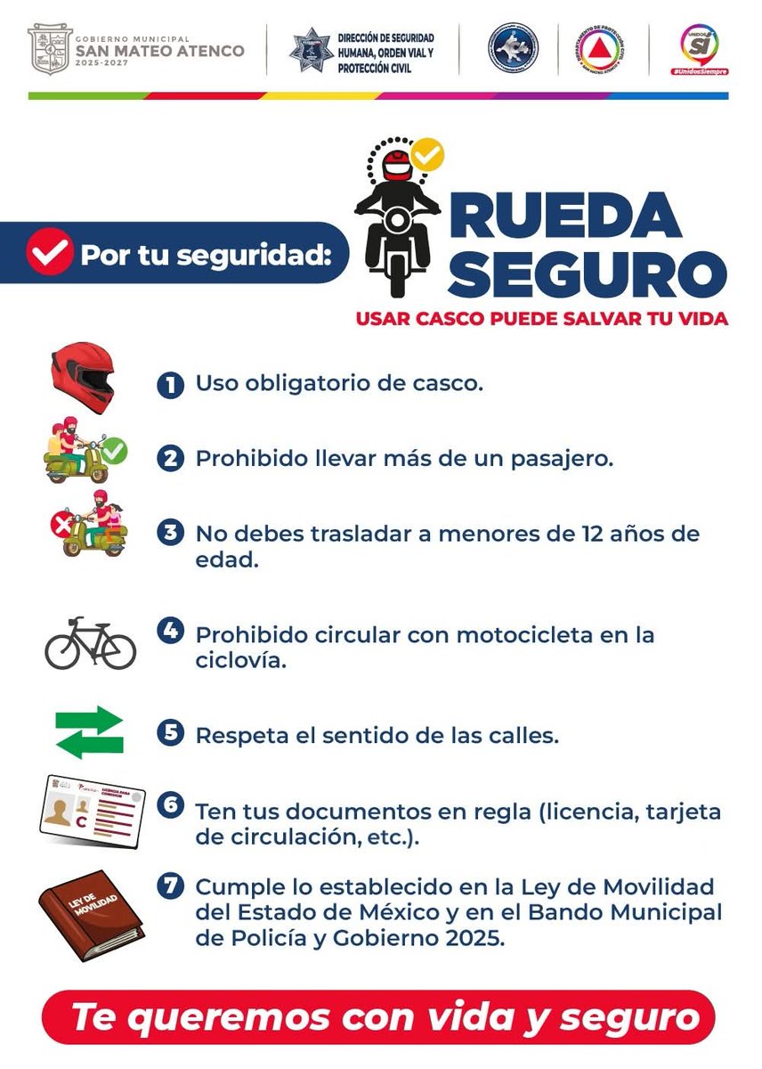 SanMateoAGob's tweet image. 🛵  #RuedaSeguro | ¿Sabes en qué casos pueden detenerte cuando conduces una motocicleta?
Evita sanciones por llevar abordo a más de un pasajero. 🏍️

Te queremos con vida y seguro.
#UnidosSí, #UnidosSiempre.