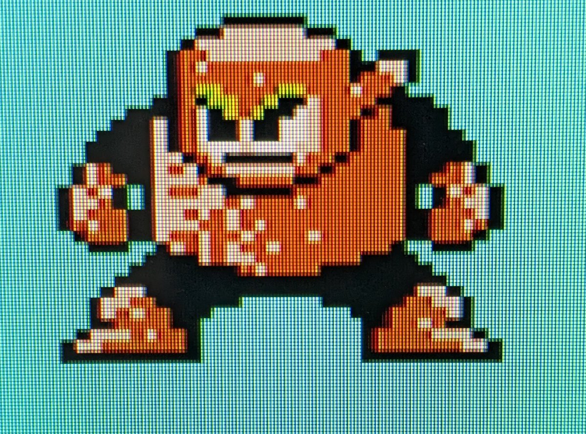 Shingu629's tweet image. 『#ロックマン2』より
ウッドマンです。
その気になればロックバスターのみで撃破可能。だけどあまりオススメは出来ないです。
#アイロンビーズ　#レトロゲーム
#ファミコン　#megaman