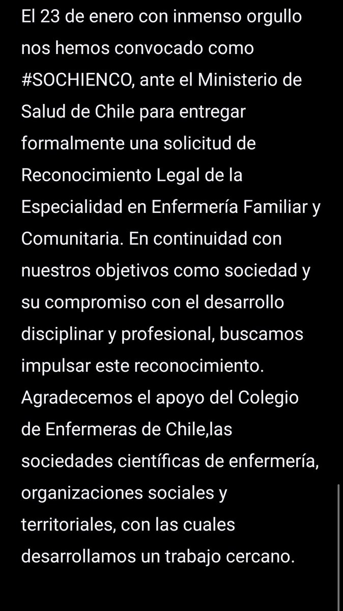 sochienco's tweet photo. El 23 de enero #Sochienco, #Minsal,#EspecialidadEnfermera #AtencionPrimaria 
#enfermeriafamiliarycomunitaria #reconocimientolegal https://t.co/whu1u8jfgL