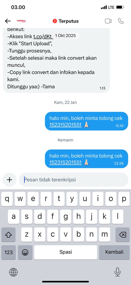ikeamaliaa's tweet photo. @IndiHome ini aku chat dari hari kamis https://t.co/DFFz4yXgAp