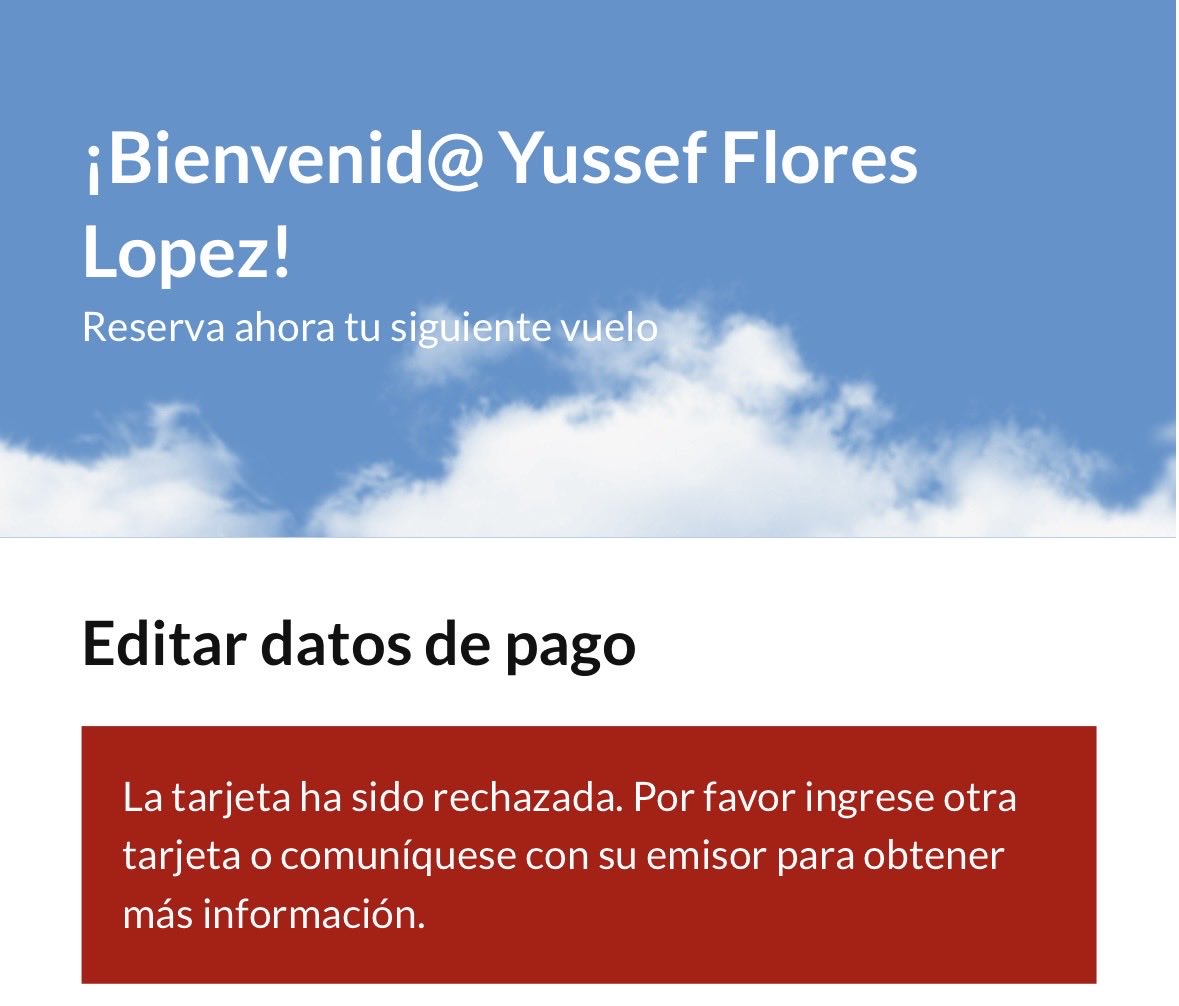 yussef9's tweet photo. Llevo más 3 semanas intentando hacer el pago de mi membresía Vpass con múltiples tarjetas 
Tratándome de comunicar por medio de X y solo me dicen que me van llamar y nada!!!

@viajaVolaris @Profeco https://t.co/TZ0JnybHFh